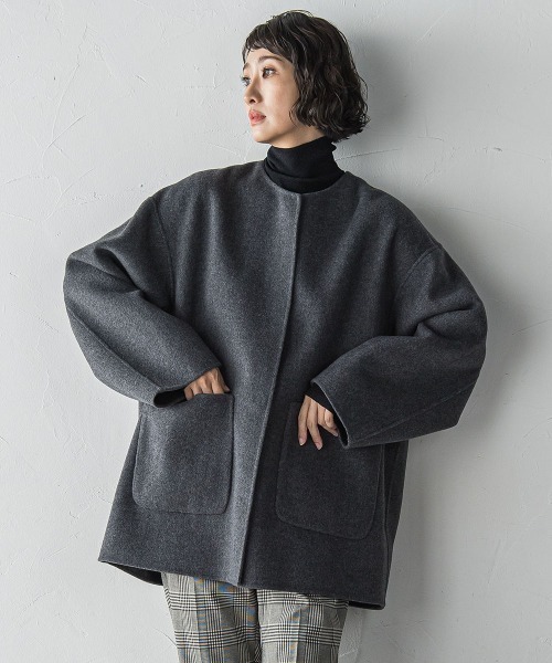 la.f（ラ・エフ） ノーカラーコート コート 「極」”軽さと贅沢な