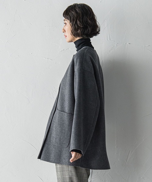 la.f（ラ・エフ） ノーカラーコート コート 「極」”軽さと贅沢な