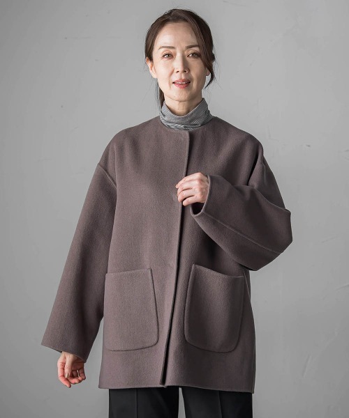 la.f...ラエフ ノーカラーリバーコート la.f（ラ・エフ） ノーカラーコート コート 「極」”軽さと贅沢な