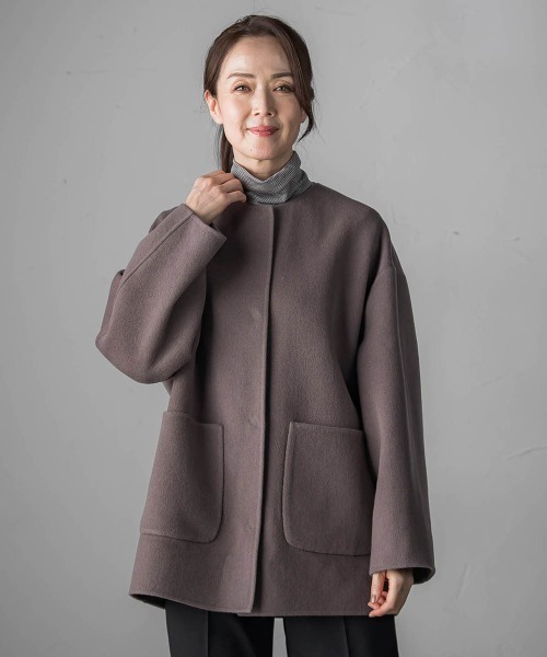 la.f（ラ・エフ） ノーカラーコート コート 「極」”軽さと贅沢な