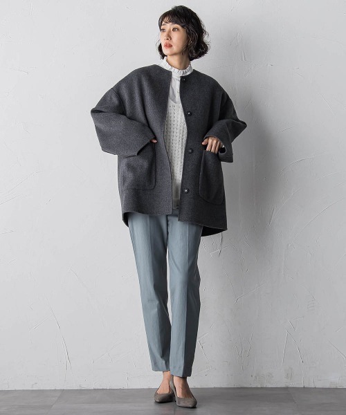 la.f（ラ・エフ） ノーカラーコート コート 「極」”軽さと贅沢な