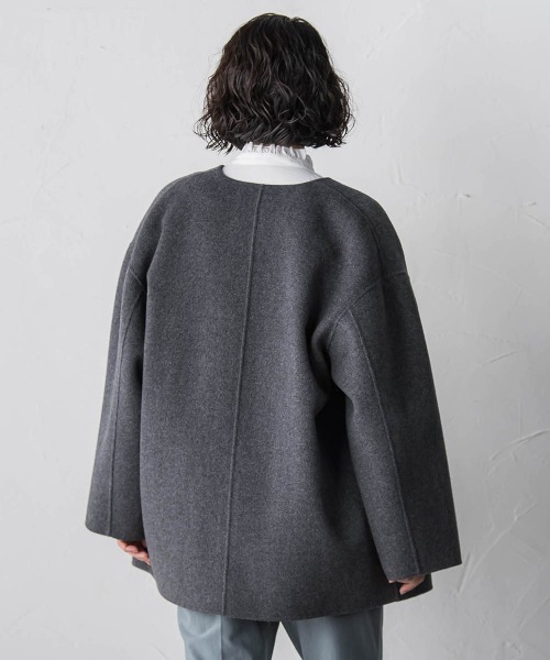 la.f（ラ・エフ） ノーカラーコート コート 「極」”軽さと贅沢な