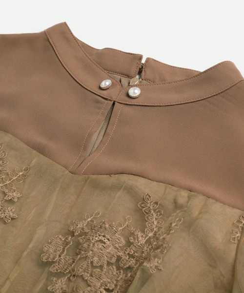 「DRESS PLUS」 7分袖ワンピース L クリアブラウン レディース_画像3