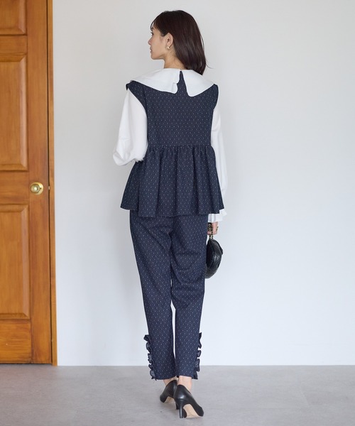 Neige（ネージュ） スラックス パンツ スノードットフリルテーパード