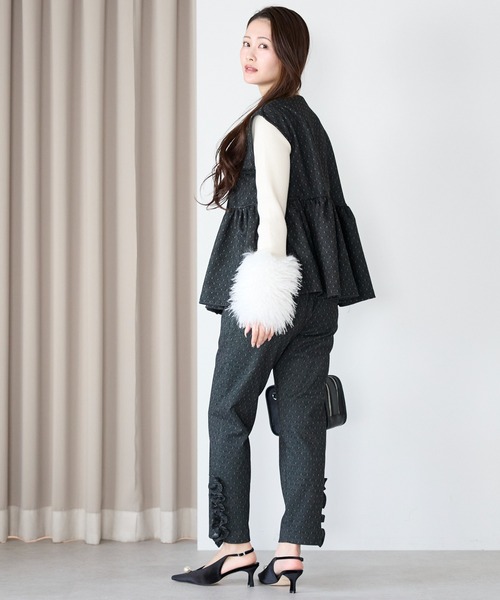 Neige（ネージュ） スラックス パンツ スノードットフリルテーパード
