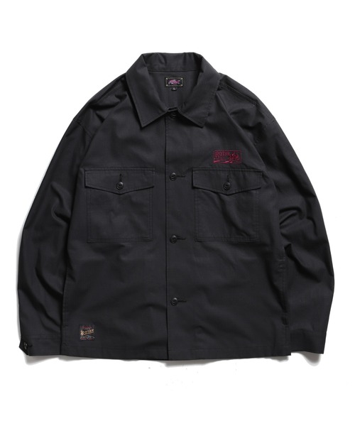 ROTAR ローター レーヨンシャツ　黒　M Back satin Military shirt（シャツ/ブラウス）｜ROTAR（ローター）の