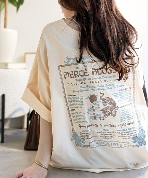 tシャツ 「JaVaジャバコラボ」着るだけで主役級。前後2way刺繍グラフィックオーバーサイズTシャツ レディース | Java | 18