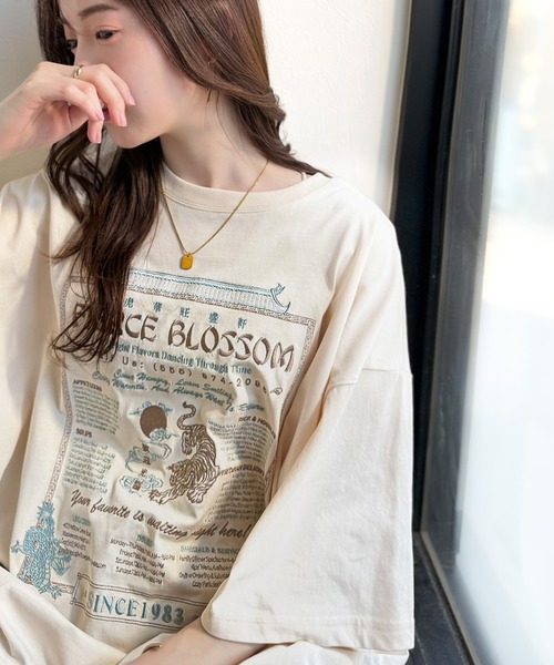 tシャツ 「JaVaジャバコラボ」着るだけで主役級。前後2way刺繍グラフィックオーバーサイズTシャツ レディース | Java | 23