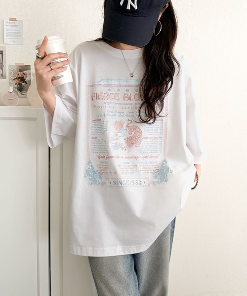 tシャツ 「JaVaジャバコラボ」着るだけで主役級。前後2way刺繍グラフィックオーバーサイズTシャツ レディース | Java | 16