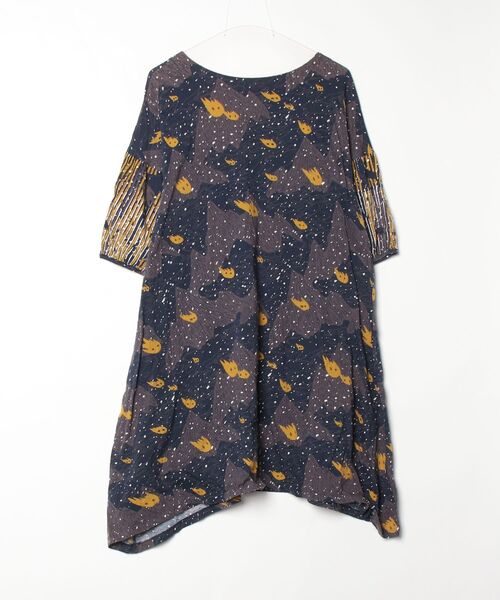 marble SUD（マーブルシュッド） 花柄7分袖ワンピース - ネイビー