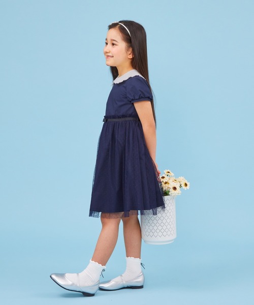 「CHOPIN deux」 「KIDS」半袖ワンピース 110cm ネイビー キッズ_画像3