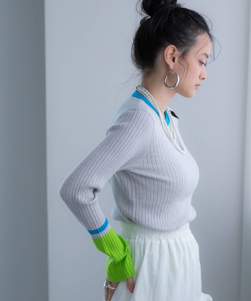 「bohmal」 長袖ニット FREE グレー レディース_画像3