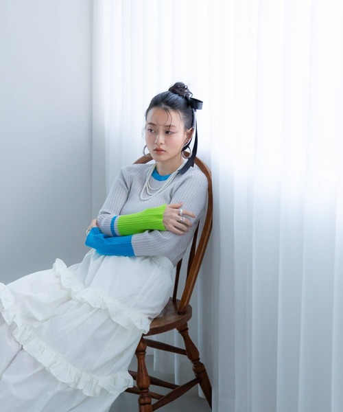 「bohmal」 長袖ニット FREE グレー レディース_画像8