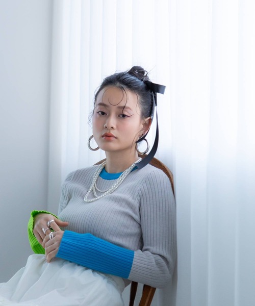 「bohmal」 長袖ニット FREE グレー レディース_画像9