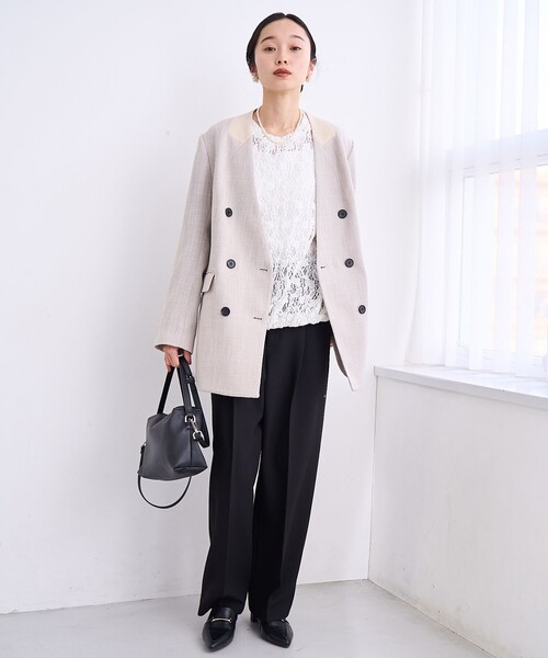 RONEL ジャケット ノーカラージャケット 「RONEL」ノーカラーツイード