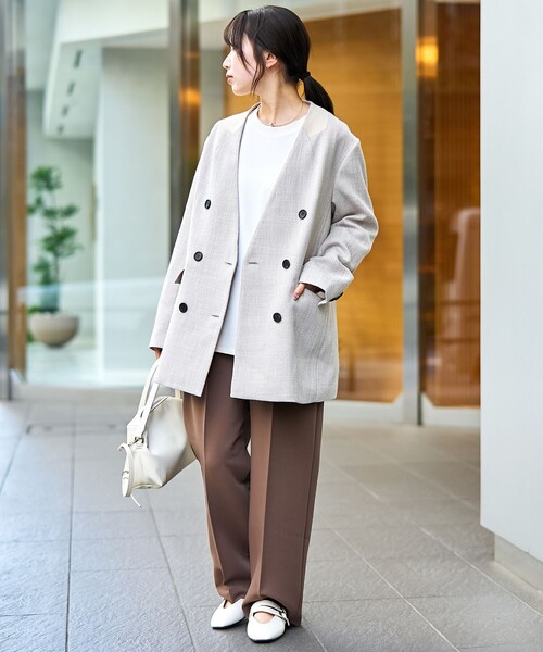 RONEL ジャケット ノーカラージャケット 「RONEL」ノーカラーツイード