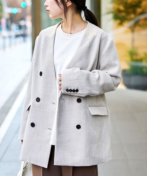 RONEL ジャケット ノーカラージャケット 「RONEL」ノーカラーツイード