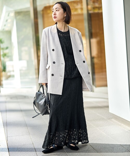 RONEL ジャケット ノーカラージャケット 「RONEL」ノーカラーツイード