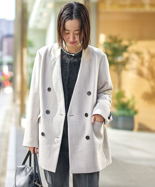 RONEL ジャケット ノーカラージャケット 「RONEL」ノーカラーツイード
