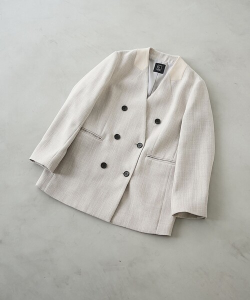 RONEL ジャケット ノーカラージャケット 「RONEL」ノーカラーツイード