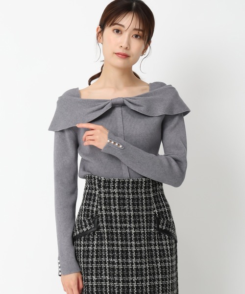 「MISCH MASCH」 長袖ニット フリ- グレー レディース_画像4