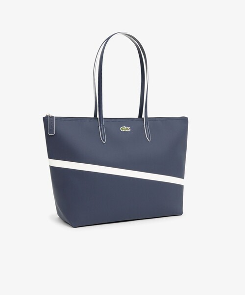 【美品✨】ラコステ トートバッグ PVC エンボスロゴ デカロゴ 紺　大容量 LACOSTE（ラコステ） トートバッグ L.12.12 コンセプトシーズナル