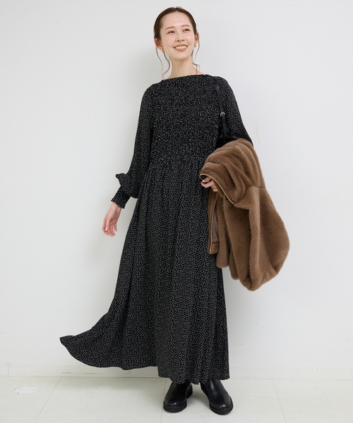 「SLOBE IENA」 長袖ワンピース 36 ブラック レディースの画像