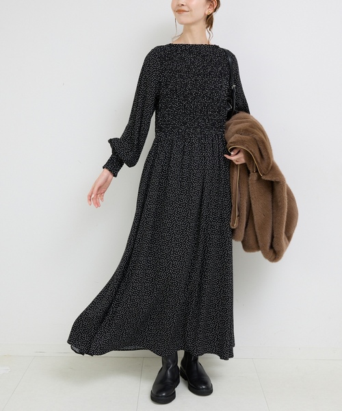 「SLOBE IENA」 長袖ワンピース 36 ブラック レディースの画像