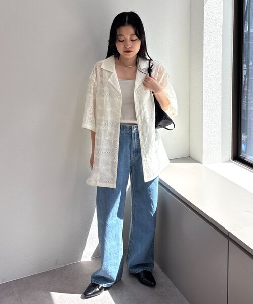 ブラウス シャツ 「UNISEX」レース刺繍シャツ/WEB限定カラーあり レディース メンズの画像