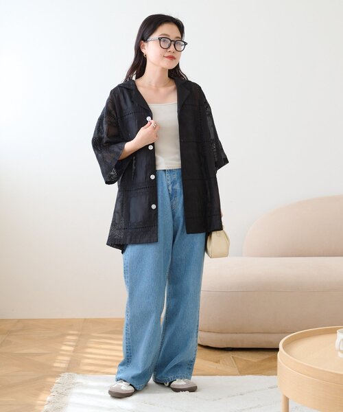 ブラウス シャツ 「UNISEX」レース刺繍シャツ/WEB限定カラーあり レディース メンズの画像
