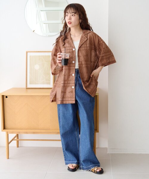 ブラウス シャツ 「UNISEX」レース刺繍シャツ/WEB限定カラーあり レディース メンズの画像