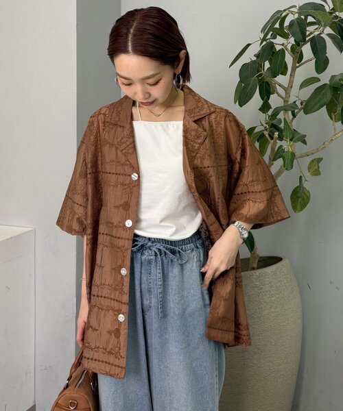 ブラウス シャツ 「UNISEX」レース刺繍シャツ/WEB限定カラーあり レディース メンズの画像