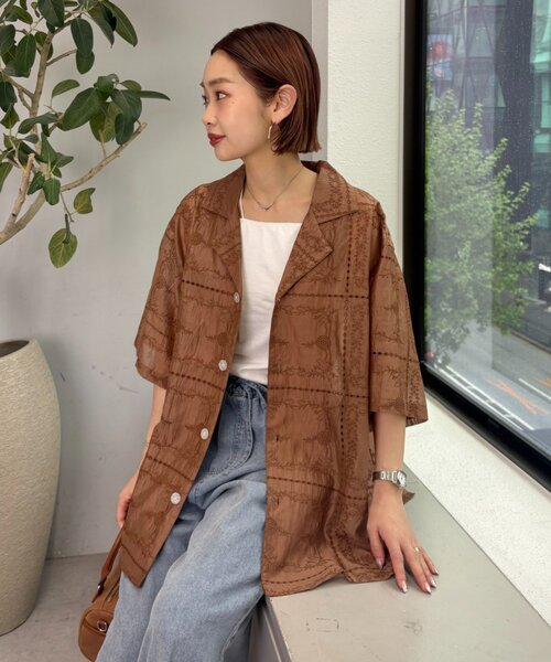 ブラウス シャツ 「UNISEX」レース刺繍シャツ/WEB限定カラーあり レディース メンズの画像