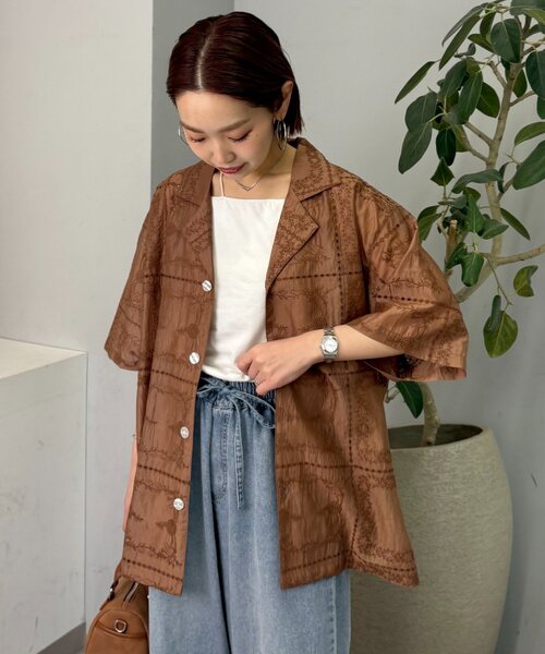 ブラウス シャツ 「UNISEX」レース刺繍シャツ/WEB限定カラーあり レディース メンズの画像