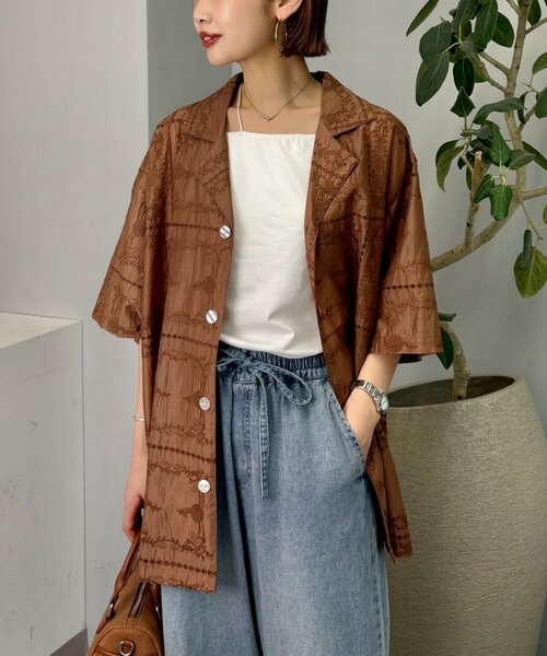ブラウス シャツ 「UNISEX」レース刺繍シャツ/WEB限定カラーあり レディース メンズの画像