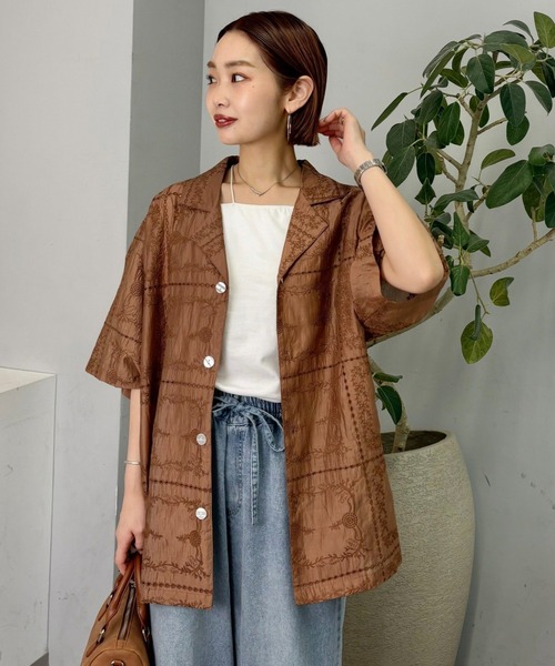 ブラウス シャツ 「UNISEX」レース刺繍シャツ/WEB限定カラーあり レディース メンズの画像