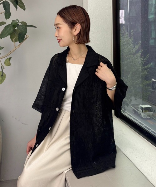 ブラウス シャツ 「UNISEX」レース刺繍シャツ/WEB限定カラーあり レディース メンズの画像