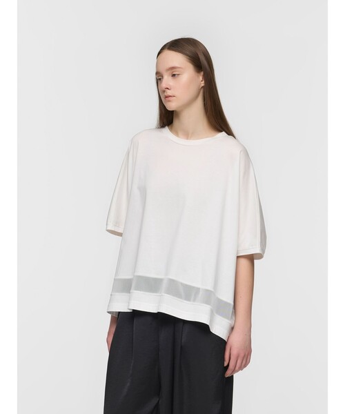 tシャツ mizuiro ind メッシュヘムワイドプルオーバー レディースの画像