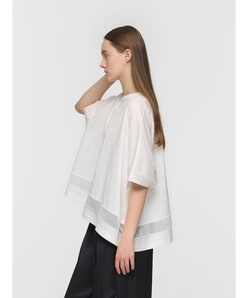 tシャツ mizuiro ind メッシュヘムワイドプルオーバー レディースの画像
