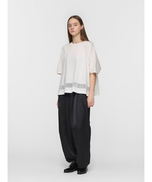 tシャツ mizuiro ind メッシュヘムワイドプルオーバー レディースの画像