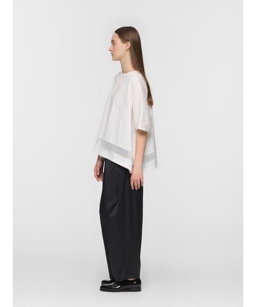 tシャツ mizuiro ind メッシュヘムワイドプルオーバー レディースの画像