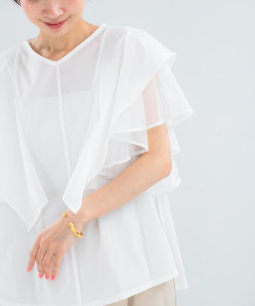 ブラウス シャツ 半袖 ELENDEEK MESH LAYERED SLEEVE BLOUSE 