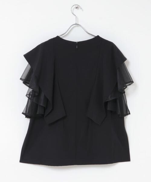 ブラウス シャツ 半袖 ELENDEEK MESH LAYERED SLEEVE BLOUSE 