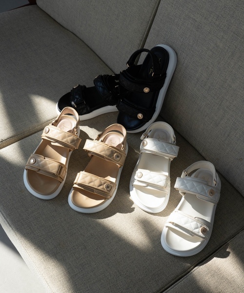 「Launa lea」 フラットサンダル M ブラック レディース_画像4