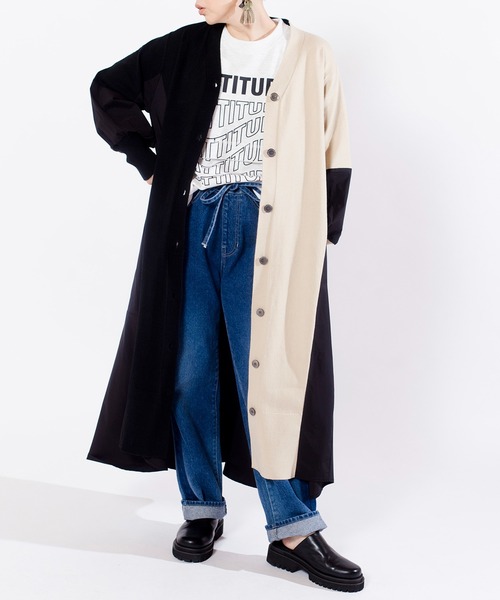 「OSMOSIS」 長袖ワンピース ONE SIZE ネイビー レディース_画像2