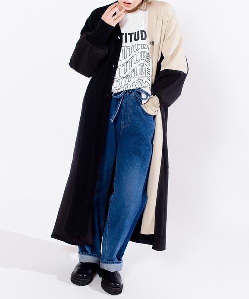 「OSMOSIS」 長袖ワンピース ONE SIZE ネイビー レディース_画像3