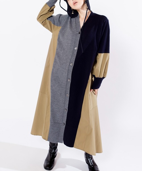 「OSMOSIS」 長袖ワンピース ONE SIZE ネイビー レディース_画像8
