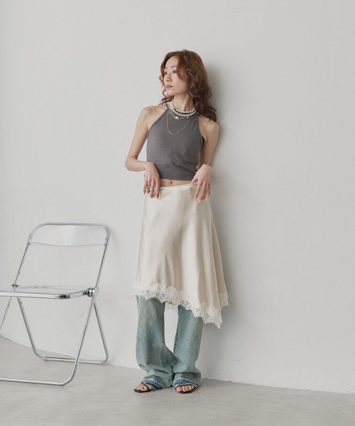 ad thie（アドティエ） スカート サテン レース レイヤードスカート
