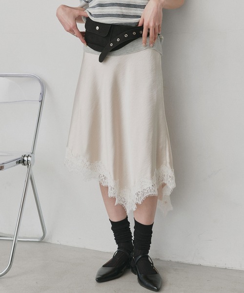 ad thie（アドティエ） スカート サテン レース レイヤードスカート