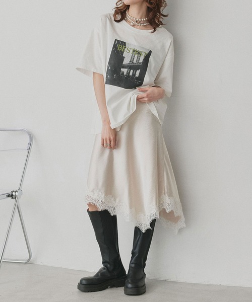 ad thie（アドティエ） スカート サテン レース レイヤードスカート